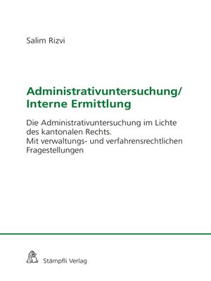 cover image of Administrativuntersuchung / Interne Ermittlung
